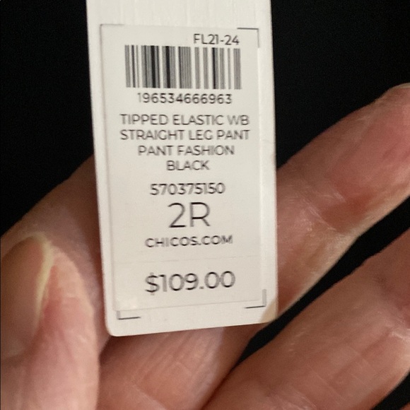 Chico’s Black Wide-Leg Pants with Silver Waistband Chico’s size 2R - Picture 6 of 9